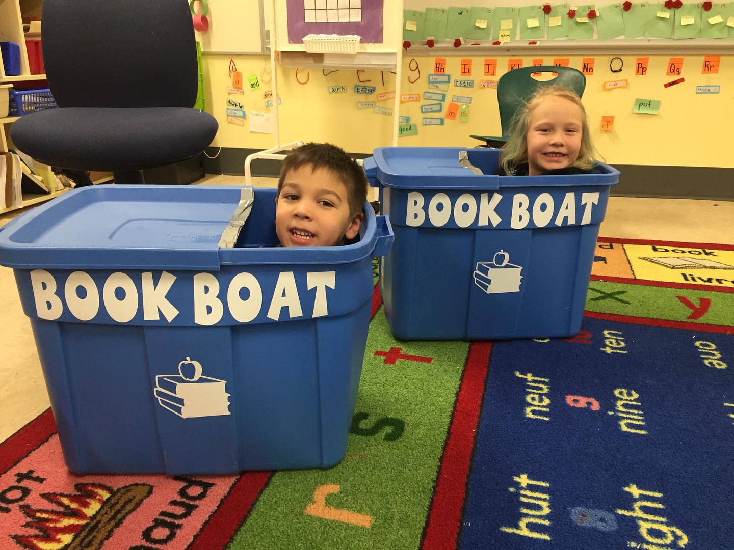 Children Playing in the book boat