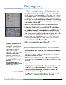 kindergarten making meaning of math cover