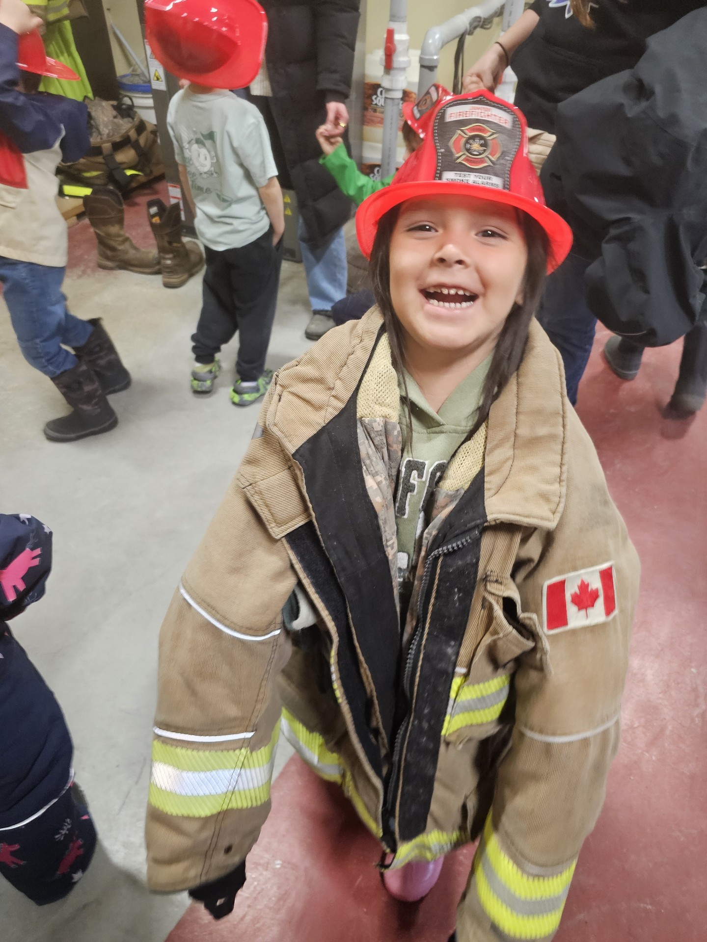 Student Wearing Fireman Jacket