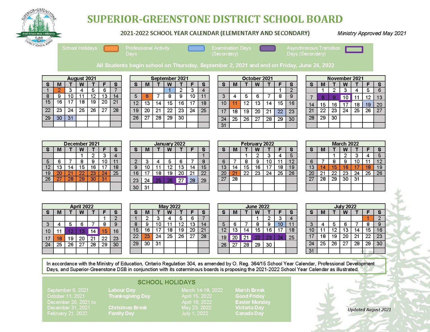 2022 Doe Calendar Sgdsb - School Year Calendar