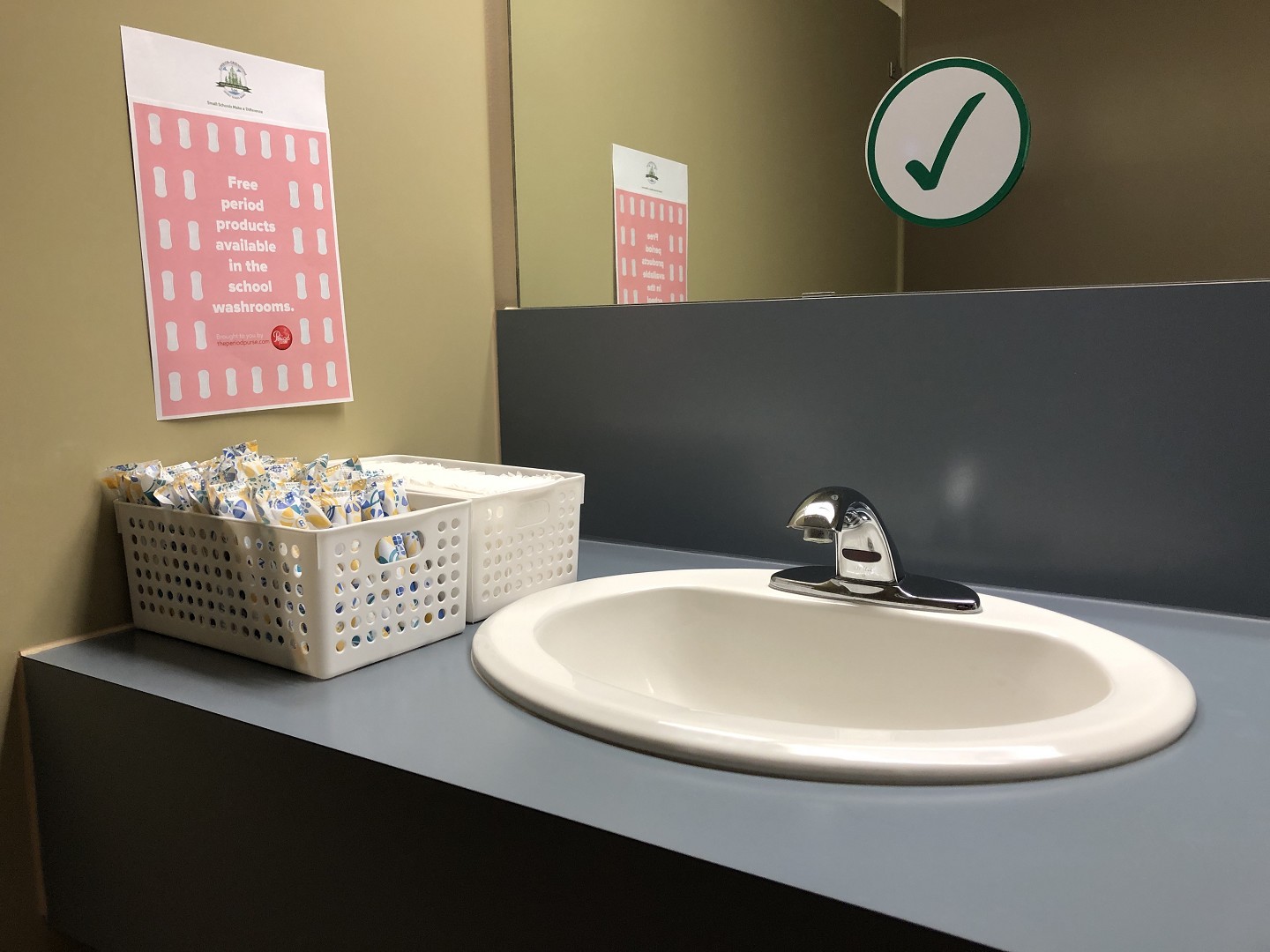the period purse and sgdsb, menstration products available in the girls restrooms